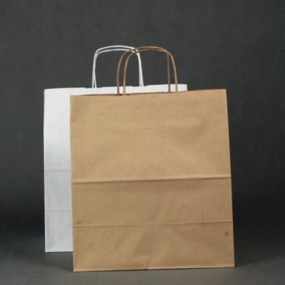 Torba papierowa 30,5x17x34(h) cm z uchwytem papierowym skręcanym – różne kolory – 150 szt.